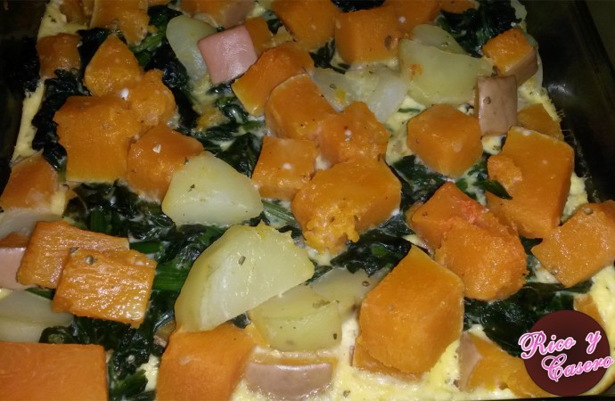 Pastel de Papa, Calabaza y Espinaca